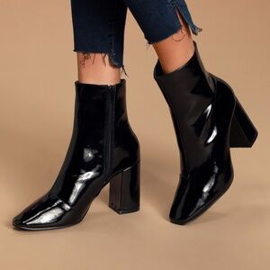 LULU’S • Black Patent High Heel Mid-Calf Boots 7.5